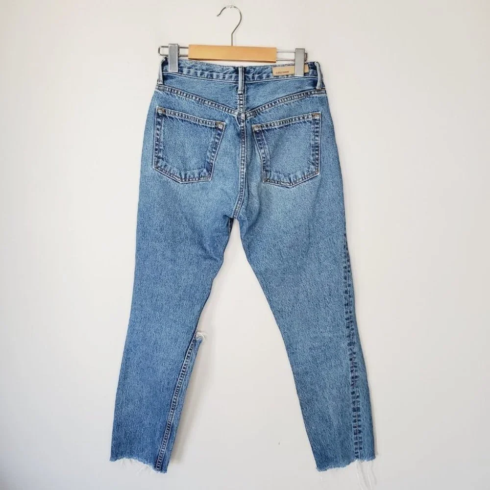 Grlfrnd Jeans Karolina Mom  High Rise Distressed Rigid Denim Blue 26 - Picture 6 of 14